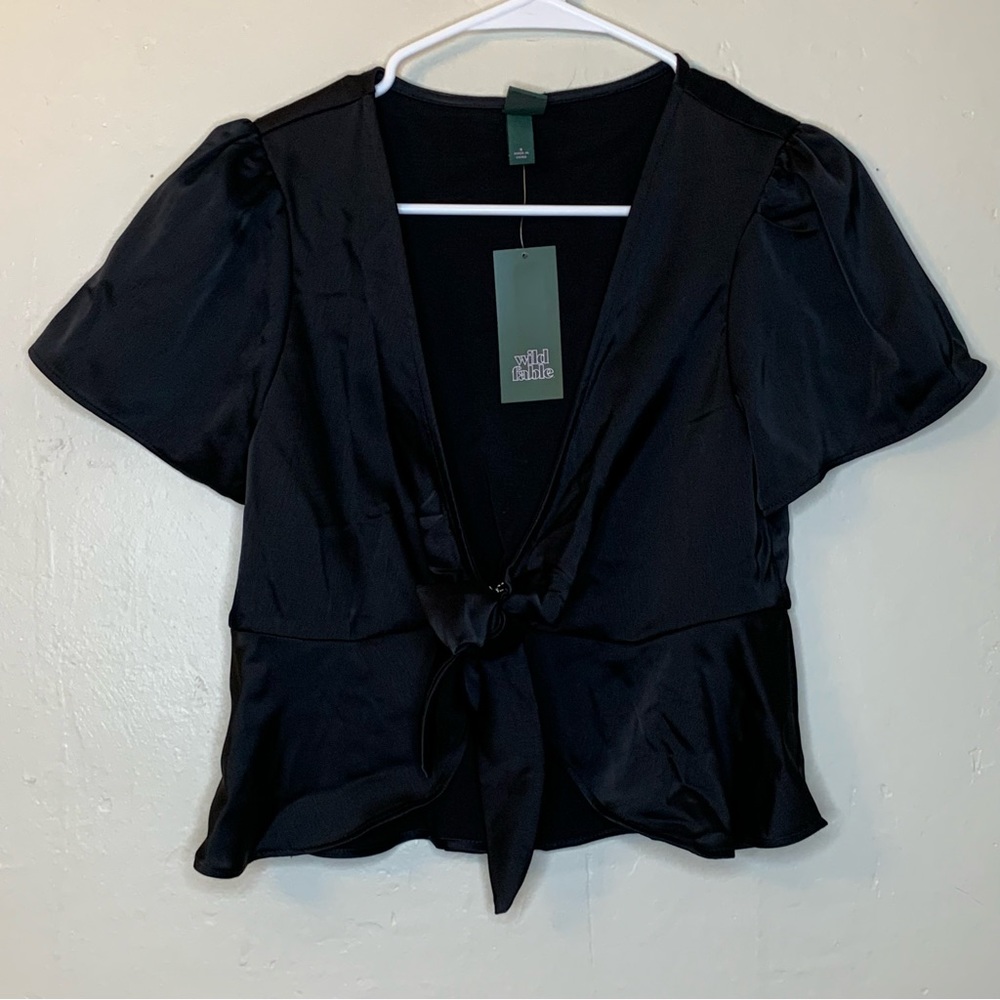 NWT Wild Fable Black Tie Crop Top